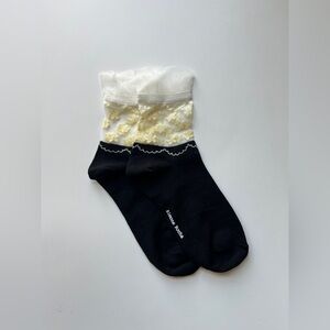 Simone Rocha Black and Cream Floral Socks